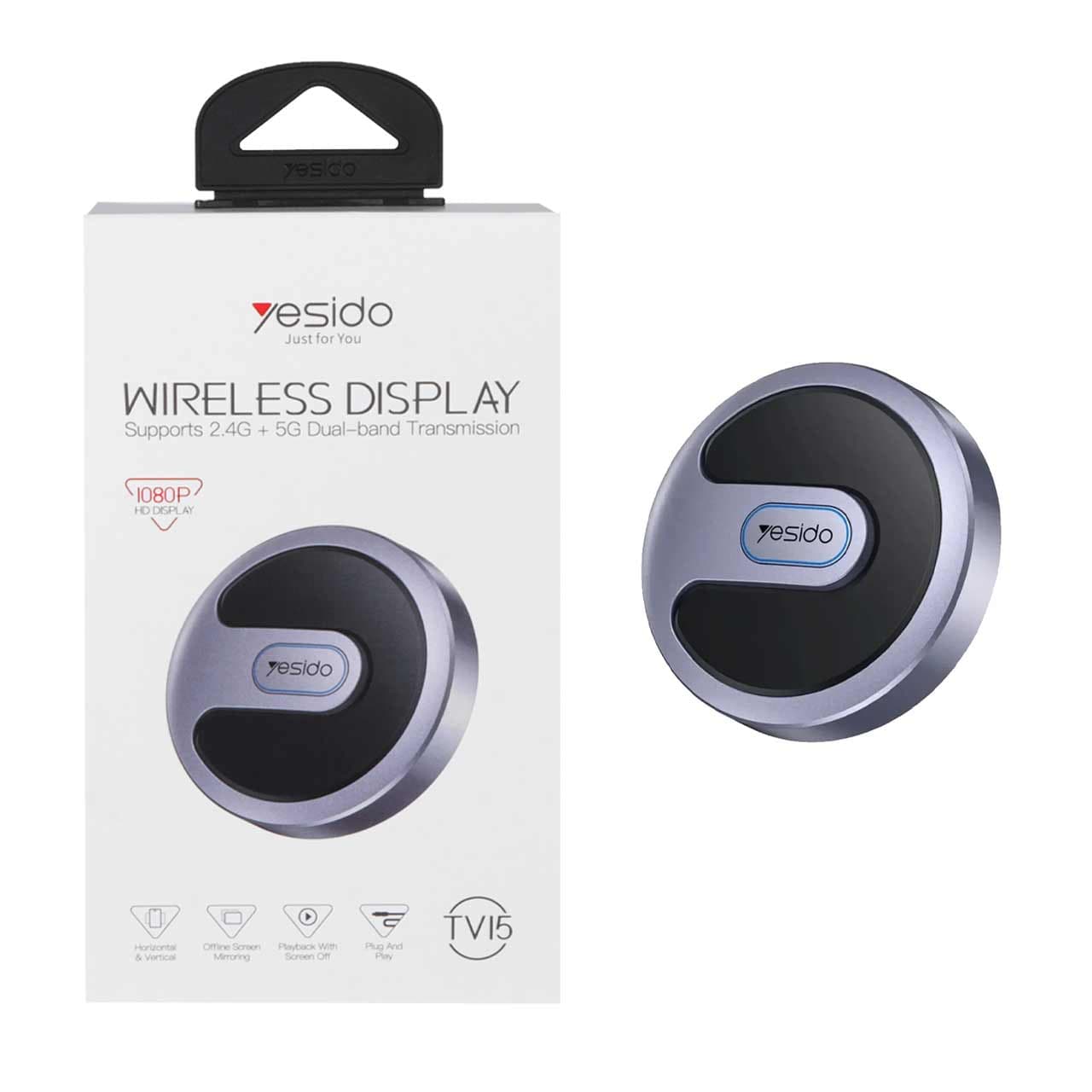 دانگل HDMI انتقال تصویر Yesido مدل WIFI TV15 – خاکستری (گارانتی شش ماه تعویض نیکان همراه)