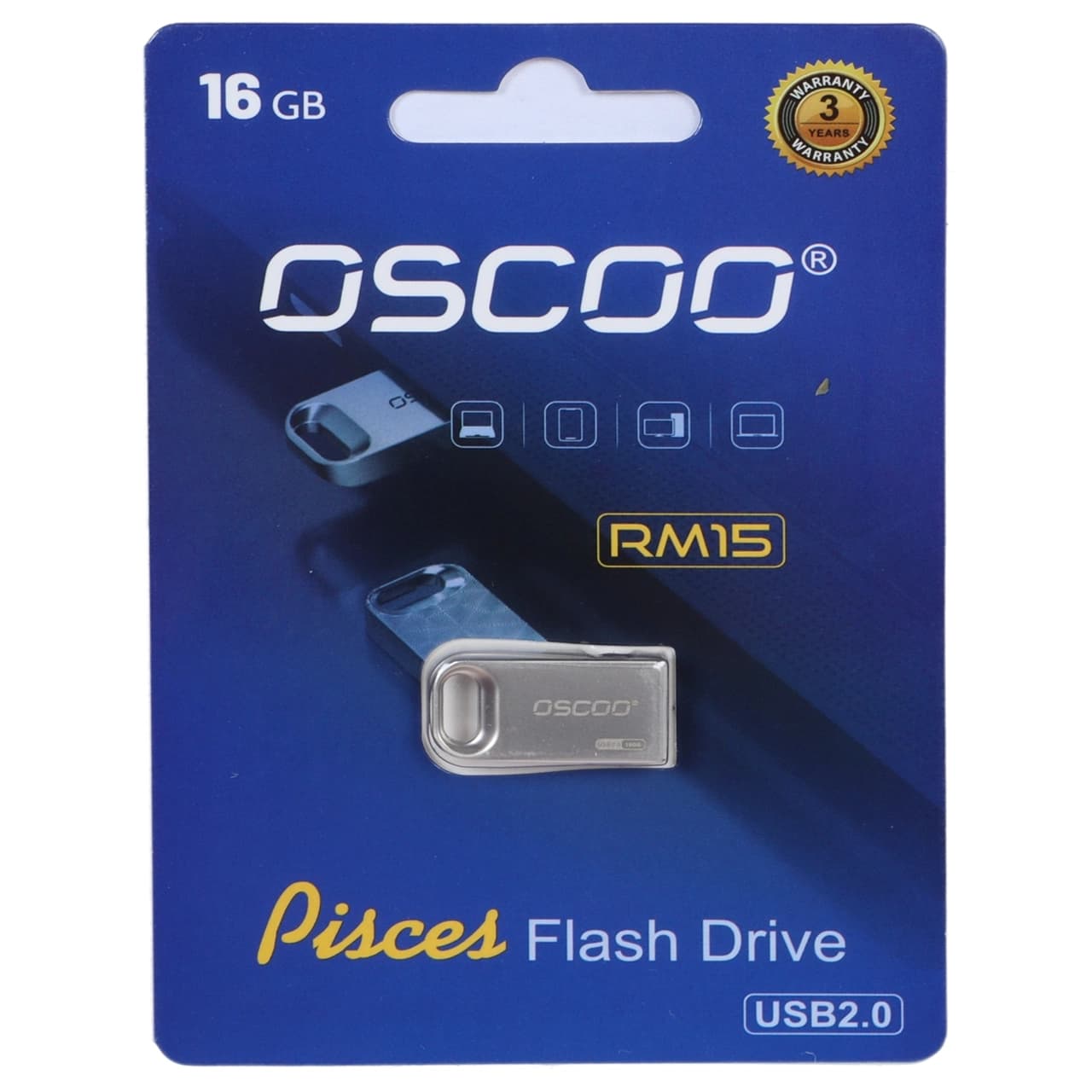 فلش مموری OSCOO USB2.0 مدل RM15 ظرفیت 16 گیگابایت – نقره ای (گارانتی سورین)