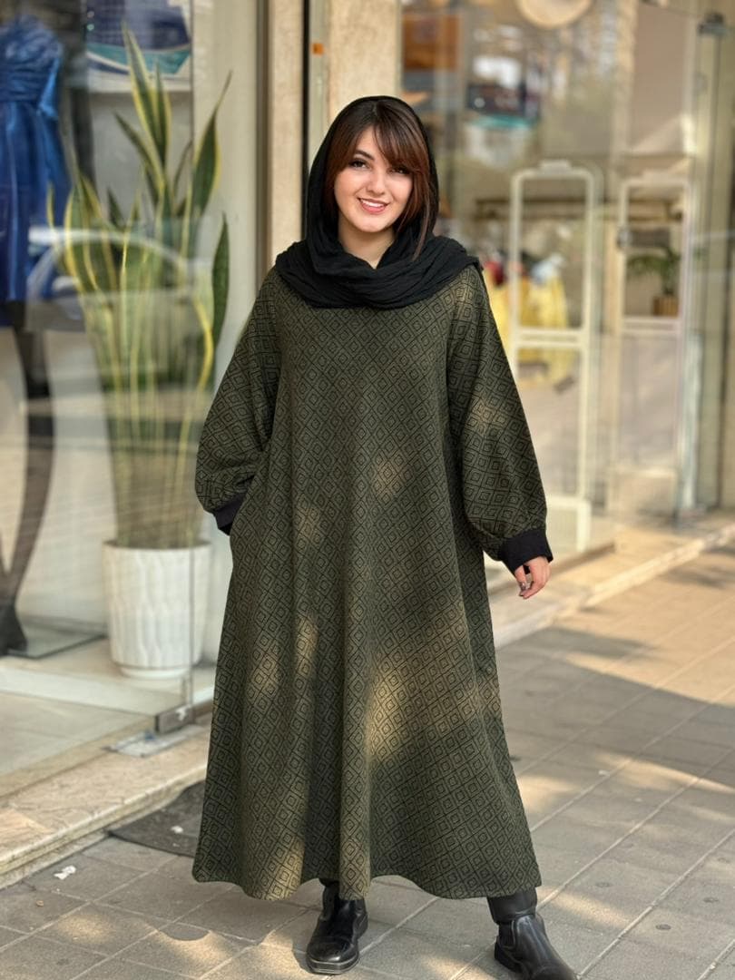 پیراهن هدیه سبز مشکی لوزی — تصویر ۲
