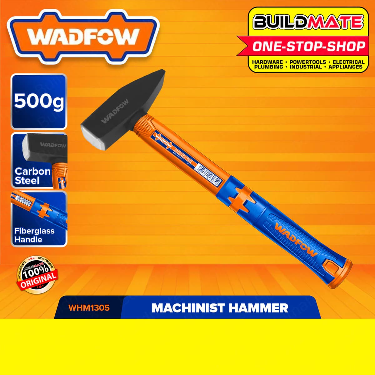 چکش مهندسی دسته فایبر 500 گرمی وادفو کد WHM1305 — تصویر ۲