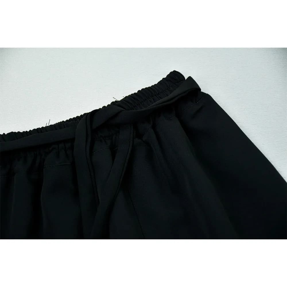 شلوار بگ دخترانه مشکی پارچه مازراتی 6 تا 11 سال — تصویر ۴