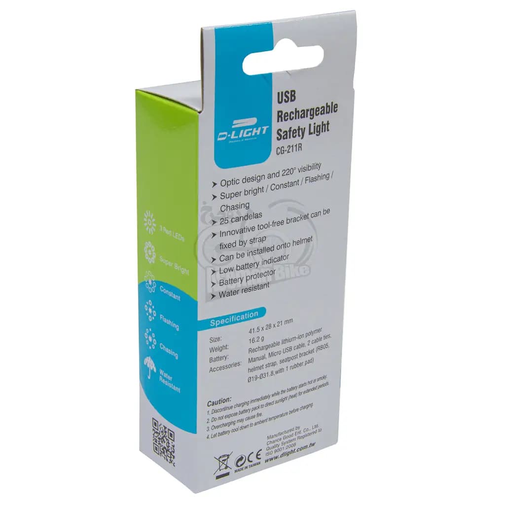 خرید چراغ عقب دوچرخه D-Light CG211R شارژی — تصویر ۴