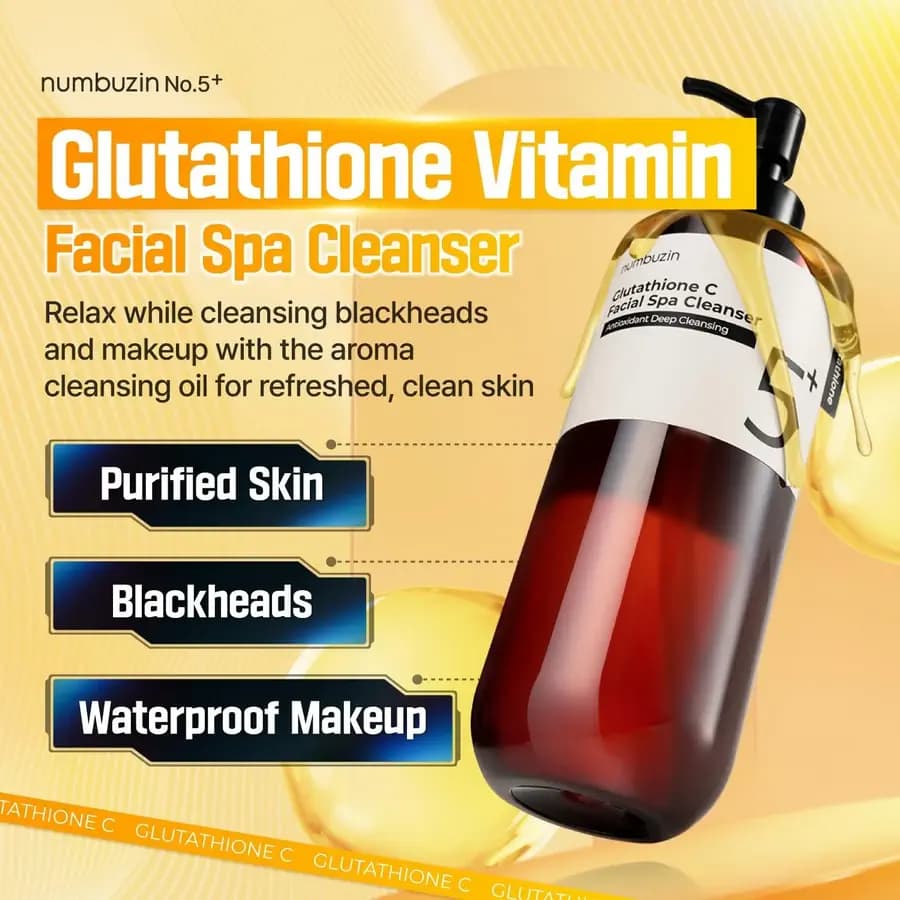 شوینده روغنی گلوتاتیون ویتامین سی شماره 5 نامبوزین 200 میل | Numbuzin Glutathione C Facial Spa Cleanser 200ml — تصویر ۳