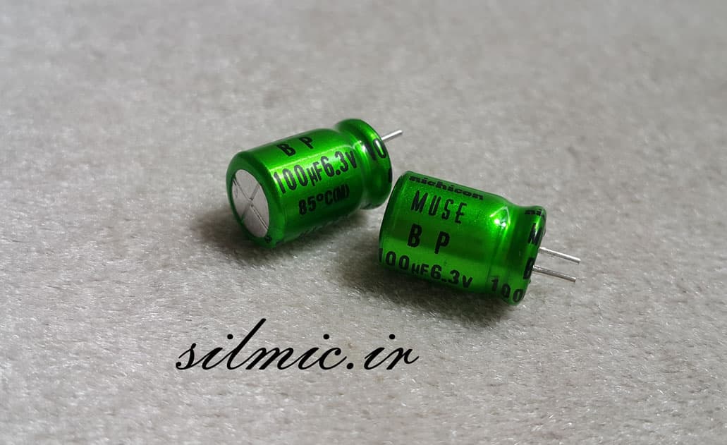 خازن بی پلار 100 میکرو فاراد 6.3 ولت NICHICON سری ES MUSE های گرید صوتی — تصویر ۳