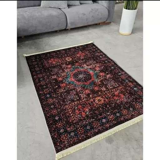 فرش ماشینی چاپی | فرشینه مخمل سنتی لاکی کد h242 (پس کرایه)