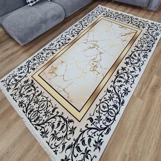 فرش مدرن سفید طلایی هازان ترک کد h413 (پس کرایه) — تصویر ۶