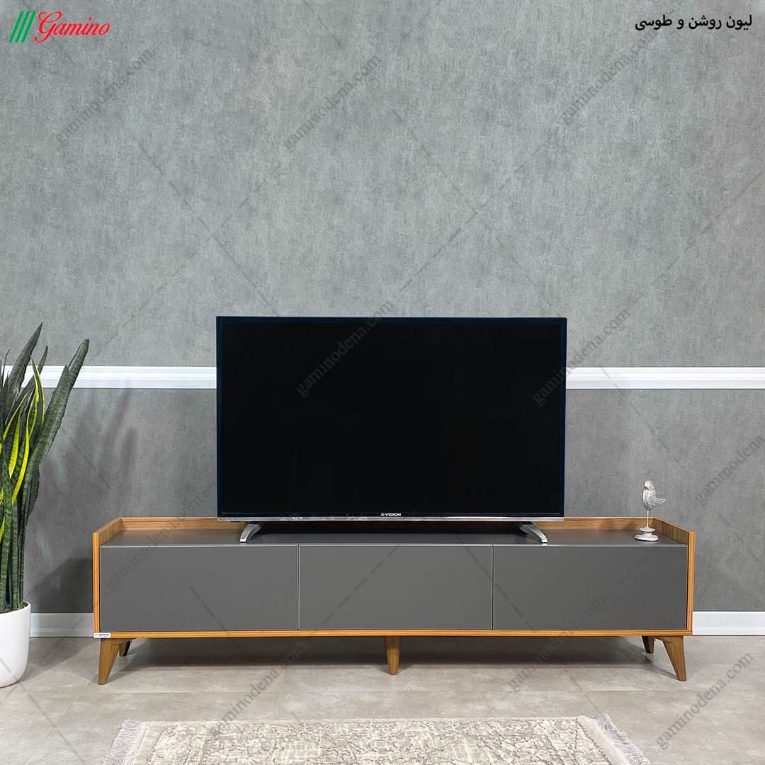 میز تلویزیون مدرن ساده و شیک طوسی مدل نوا — تصویر ۲