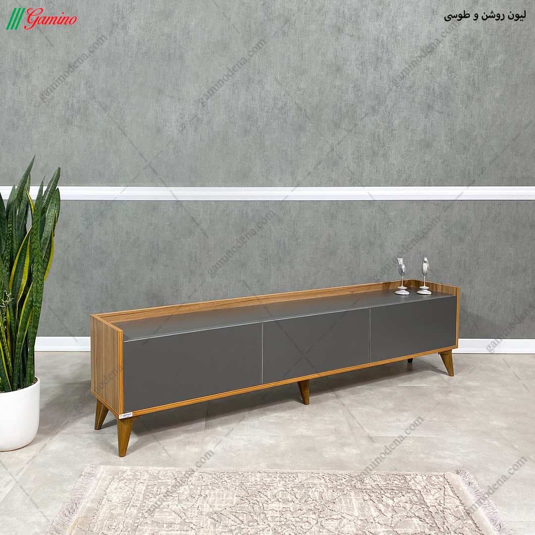 میز تلویزیون مدرن ساده و شیک طوسی مدل نوا — تصویر ۵