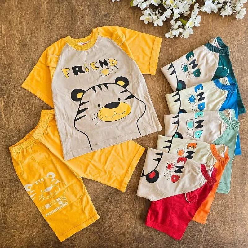تیشرت شلوارک ببر گوش دار friend سایز ۴۵،۵۰ کد ۴۹۸۹