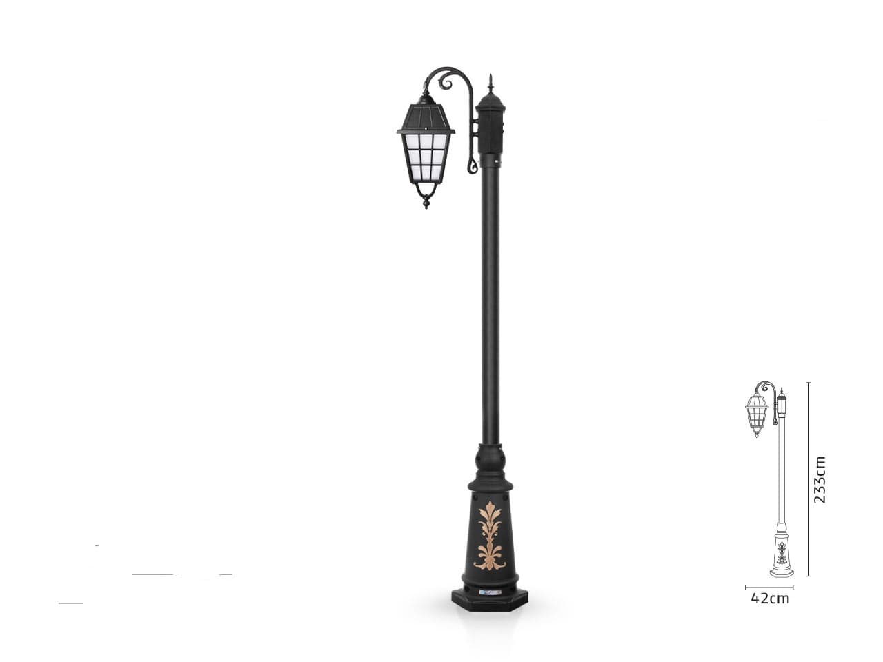 چراغ پارکی شب تاب مدل ونیز + تک شاخه آرتا + پایه ارغوان