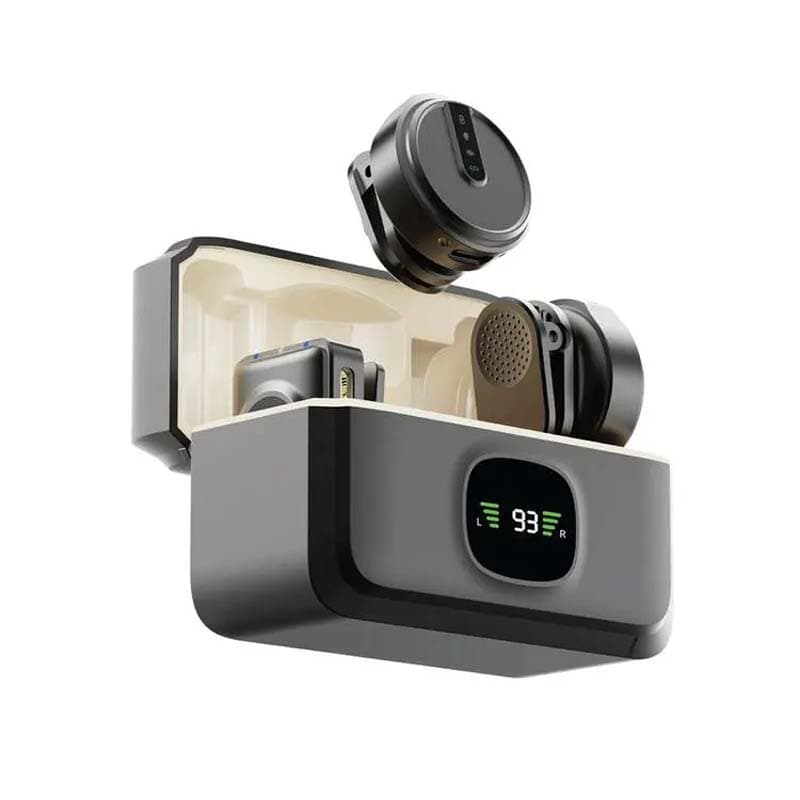 میکروفن یقه ای حرفه ای بیسیم دایره ای شارژی 2 عددی بهمراه کیس شارژ Green Lion GLM-wireless mic lite — تصویر ۳