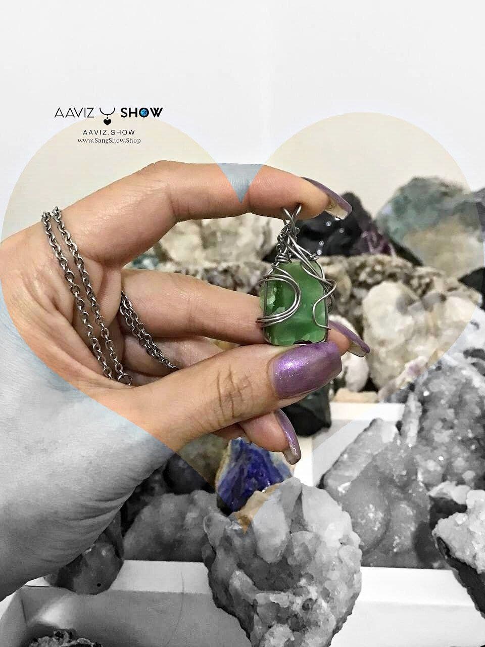 گردنبند سنگ راف اونتورین اصل و معدنی نمونه انحصاری A1138 — تصویر ۵