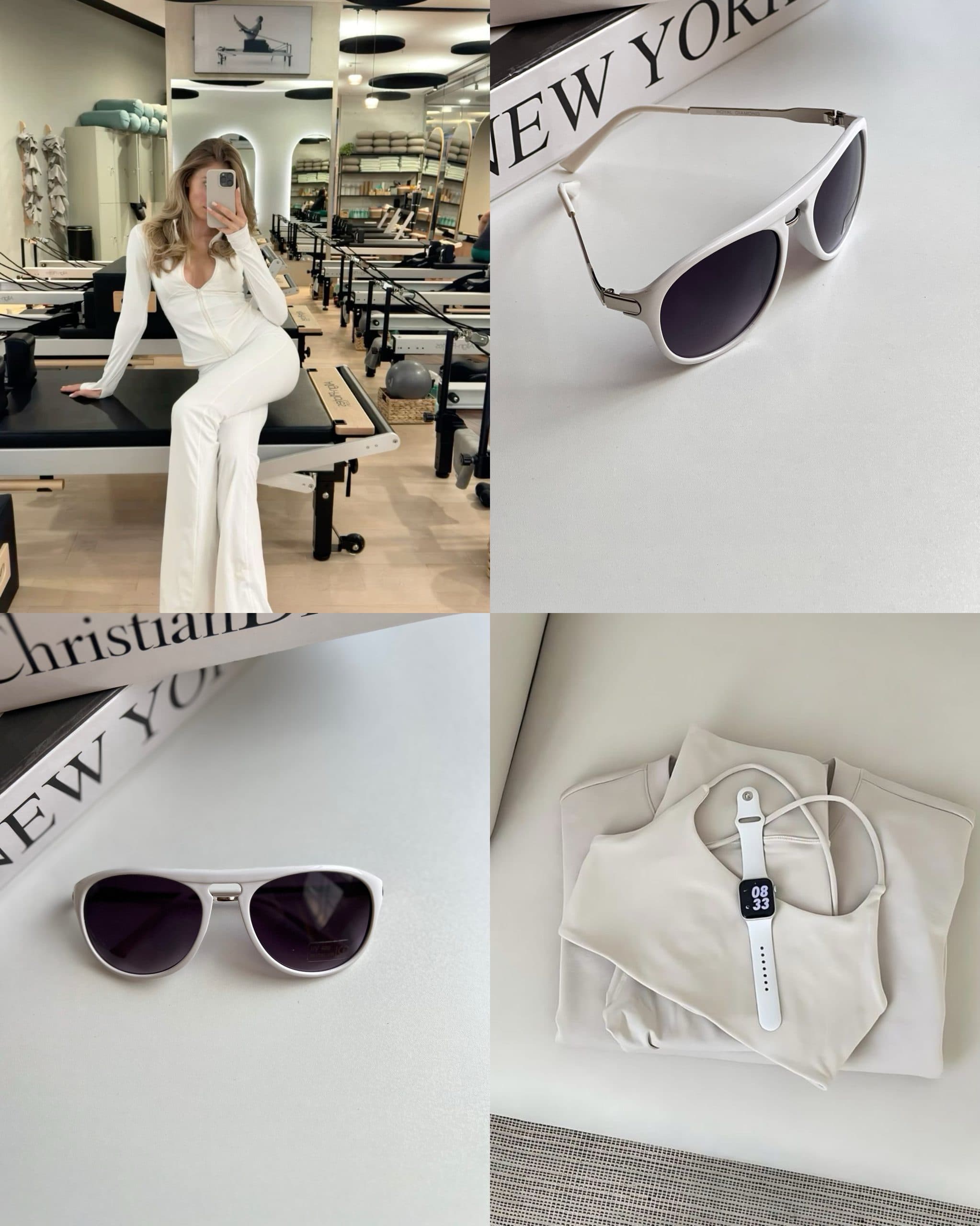 عينك آفتابي برند Chanel زنانه سفید ترند يووي 400 — تصویر ۷