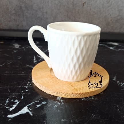 فنجان قهوه خوری سرامیکی با زیره بامبو 40067 — تصویر ۳