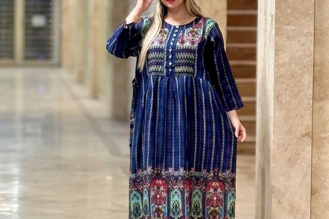 پیراهن ساحلی نخی زنانه وارداتی بمبثی/کد673