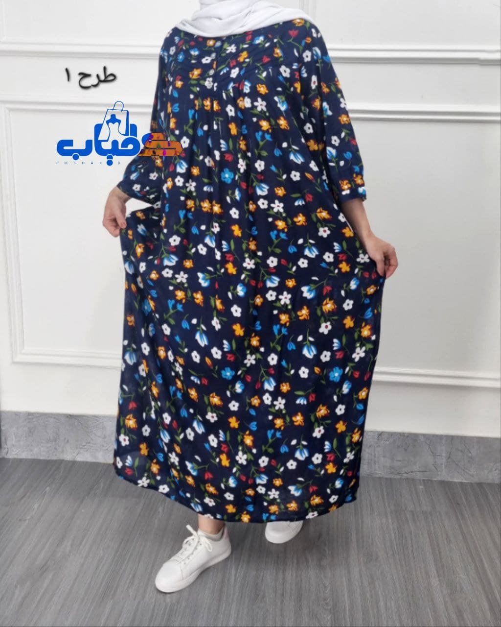 پیراهن ساحلی نخی زنانه قواره بزرگ هندی/کد654 — تصویر ۲