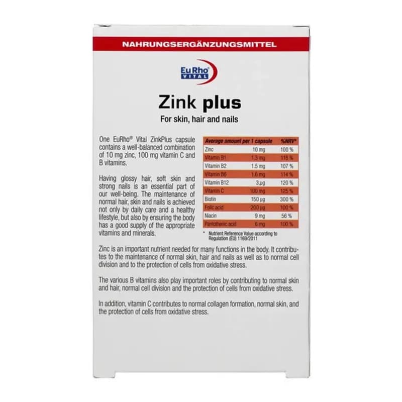 قرص زینک پلاس یوروویتال (eurho vital) 10 میلیگرمی — تصویر ۳