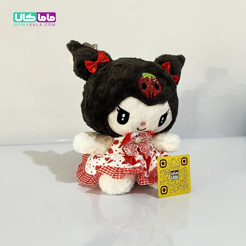 عروسک کرومی مشکی پاپیونی مدل لباس توت فرنگی 25 سانتیمتر — تصویر ۲