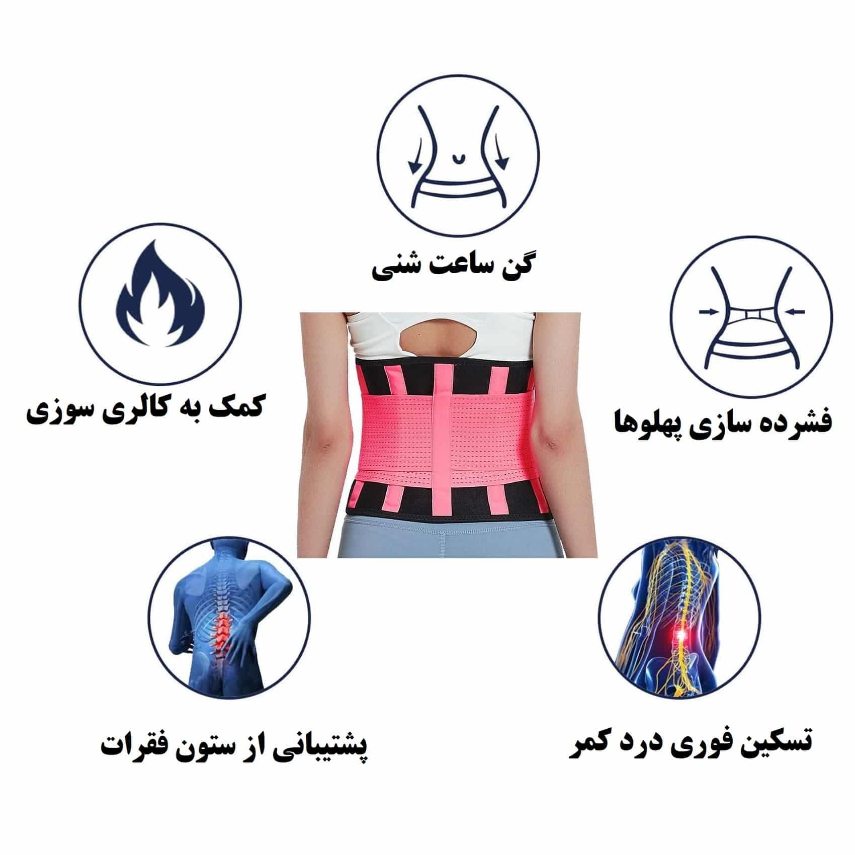 کمربند طبی و فرم دهنده ساعت شنی بدن و تسکین درد کمر ویست ترینر 2-WAIST TRAINER 001 — تصویر ۳