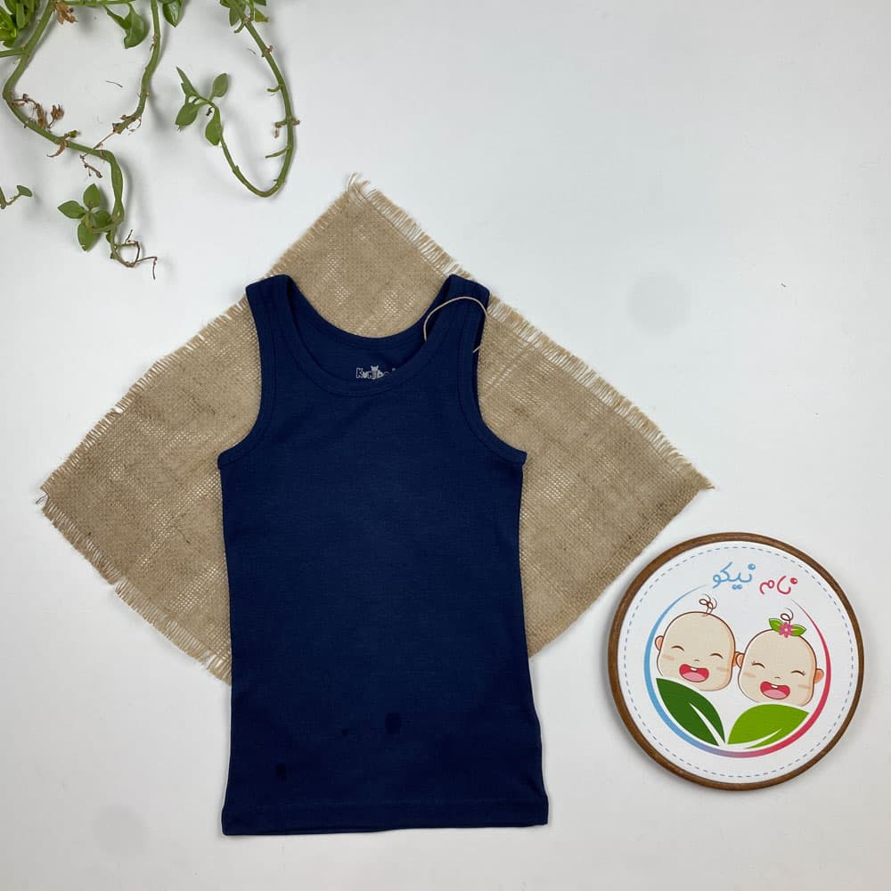 تاپ نخ پنبه طرح ساده سرمه ای رنگ – 6 تا 8 سال