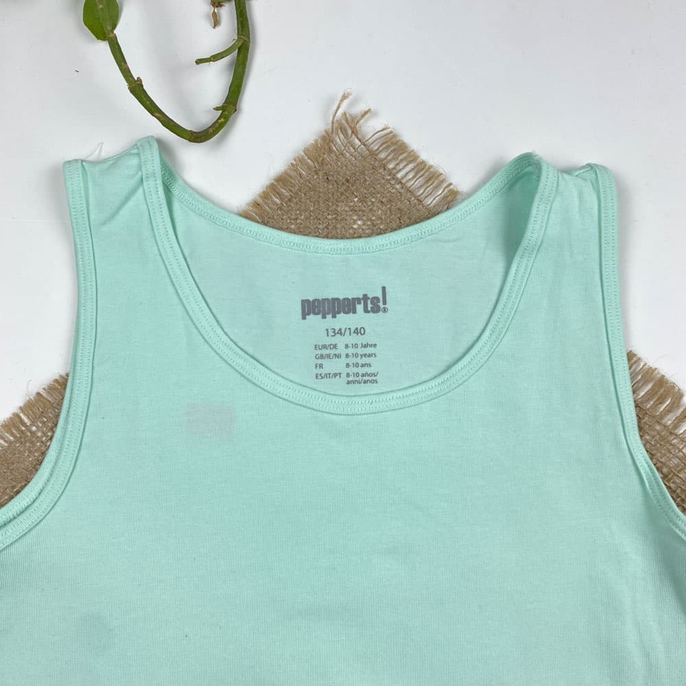 تاپ نخ پنبه پسرانه برند Pepperts طرح ساده سبز روشن رنگ — تصویر ۲