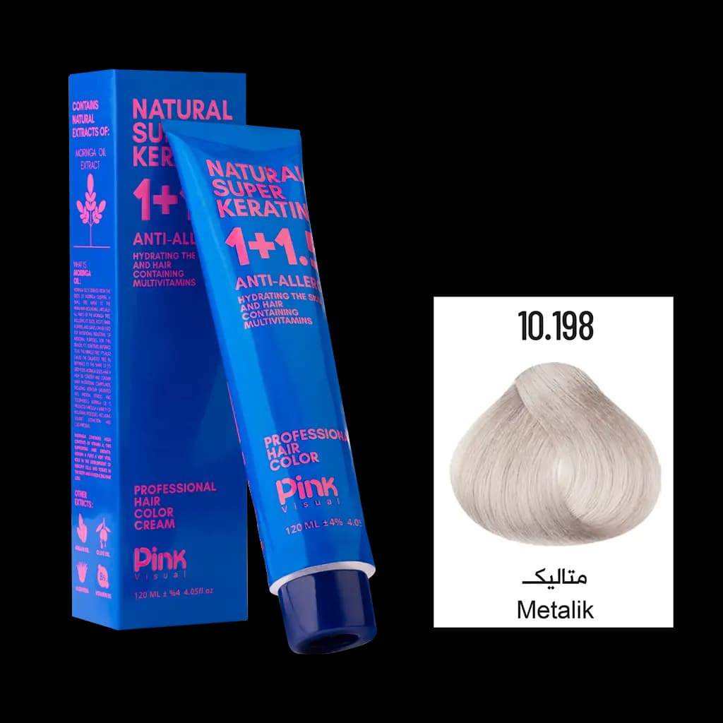 رنگ مو پینک ویژوآل شماره 10.198 رنگ متالیک حجم 120 میلی لیتر