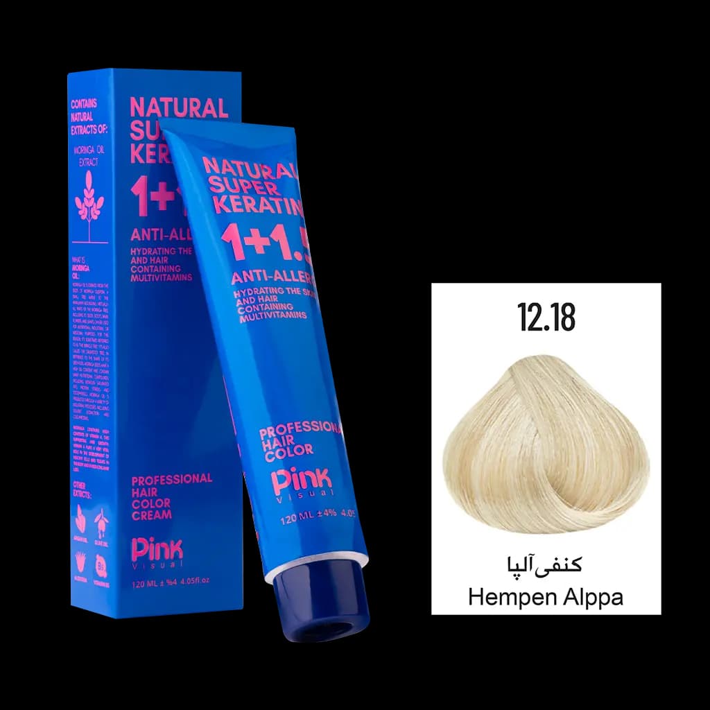 رنگ مو پینک ویژوآل شماره 12.18 رنگ کنفی آلپا حجم 120 میلی لیتر