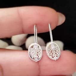 گوشواره نقره آویز طرح ملیله عیار 925 — تصویر ۷