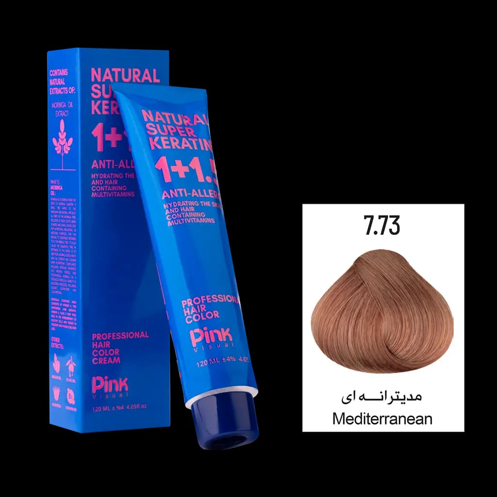 رنگ مو پینک ویژوآل شماره 7.73 رنگ مدیترانه ای حجم 120 میلی لیتر