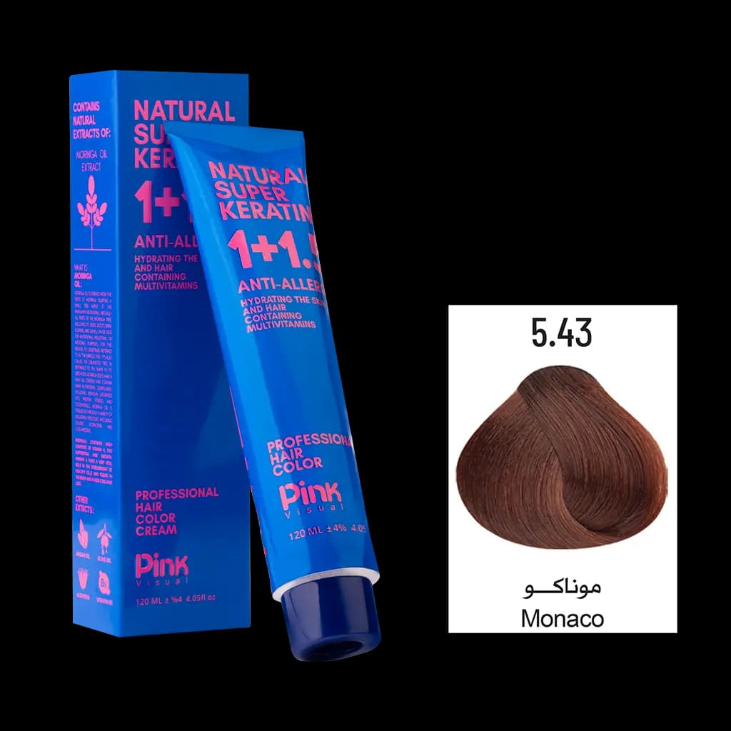 رنگ مو پینک ویژوآل شماره 5.43 رنگ موناکو حجم 120 میلی لیتر