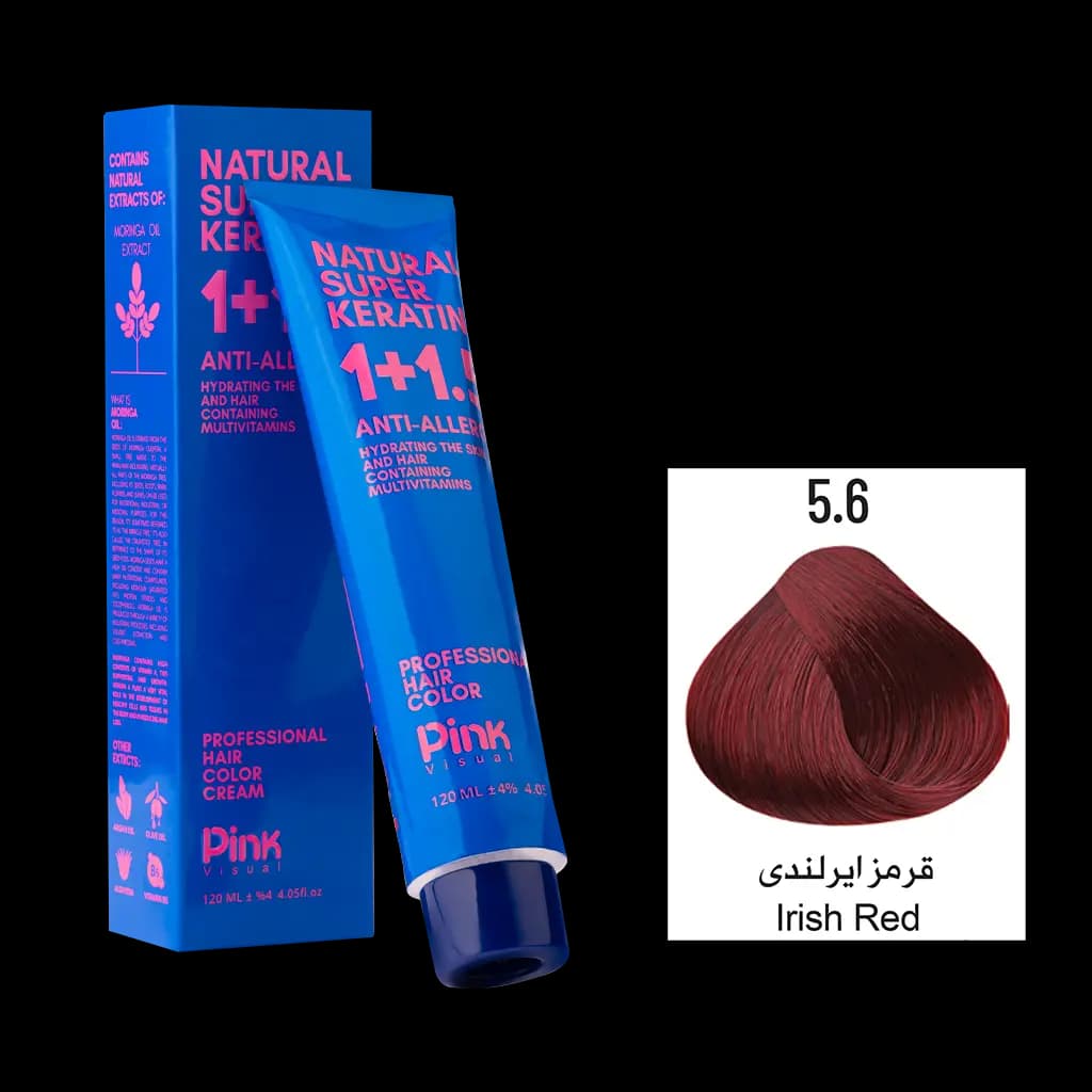 رنگ مو پینک ویژوآل شماره 5.6 رنگ قرمز ایرلندی حجم 120 میلی لیتر