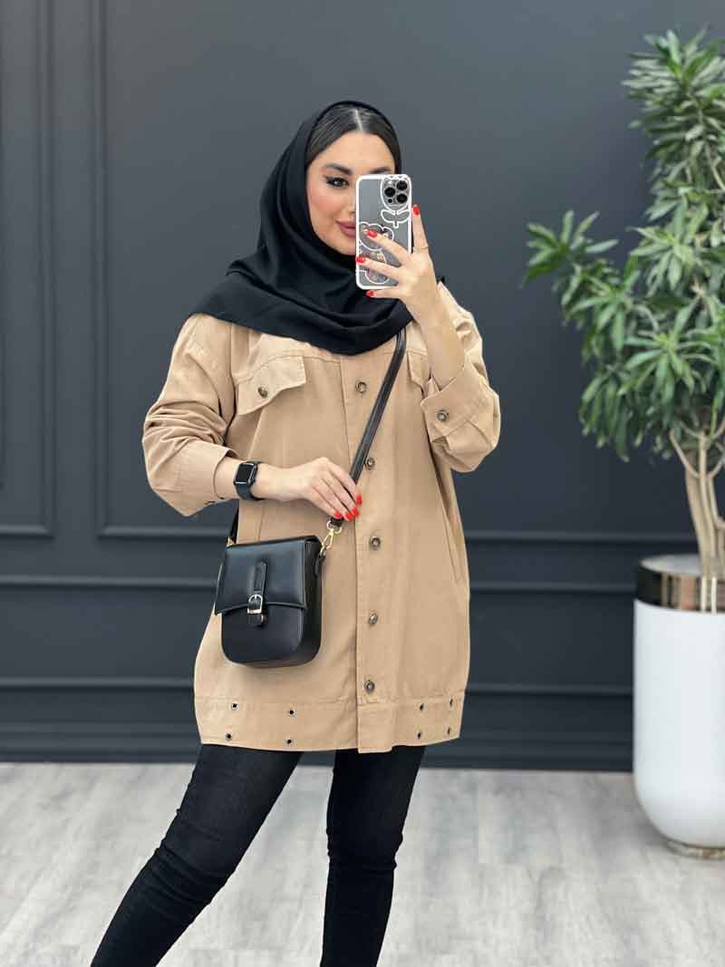 مانتو لینن پایین پرچ دار کد 3035 — تصویر ۲