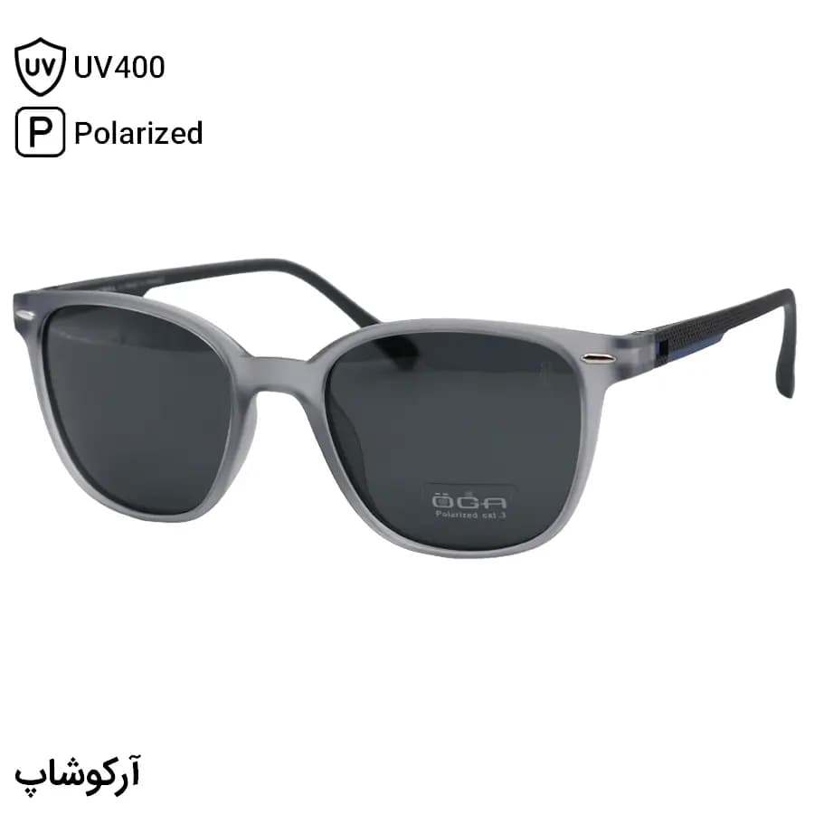 عینک آفتابی اوگا مورل با فریم شکل مربعی، رنگ طوسی مات، لنز دودی تیره و پلاریزه مدل P78057