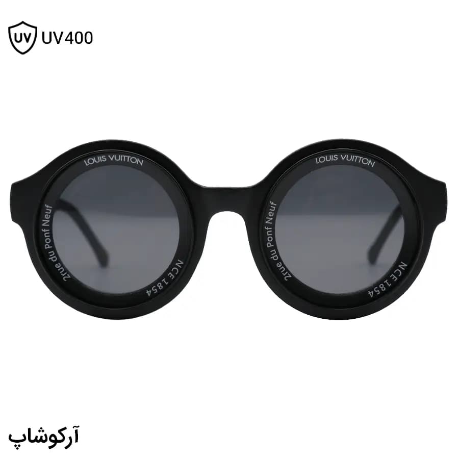 عینک آفتابی فانتزی لویی ویتون با فریم شکل گرد، رنگ مشکی مات و لنز دودی تیره مدل 6191 — تصویر ۲