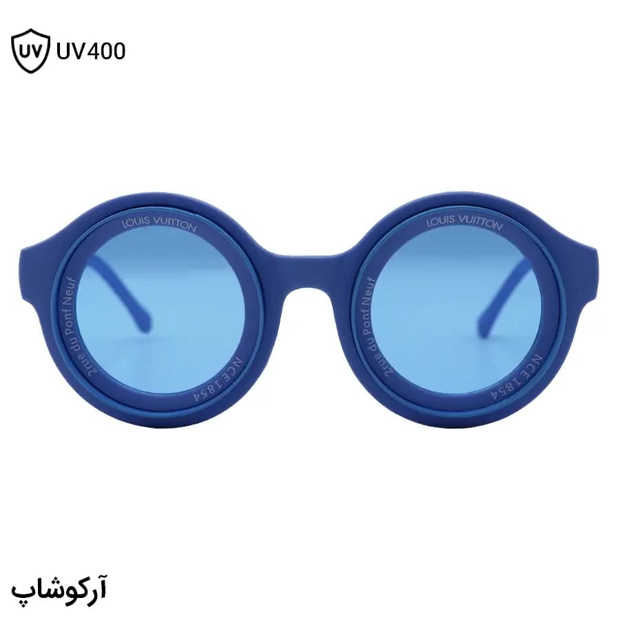 عینک دید در شب فانتزی LOUIS VUITTON با فریم شکل گرد، رنگ آبی مات و لنز آبی رنگ مدل 6191 — تصویر ۲