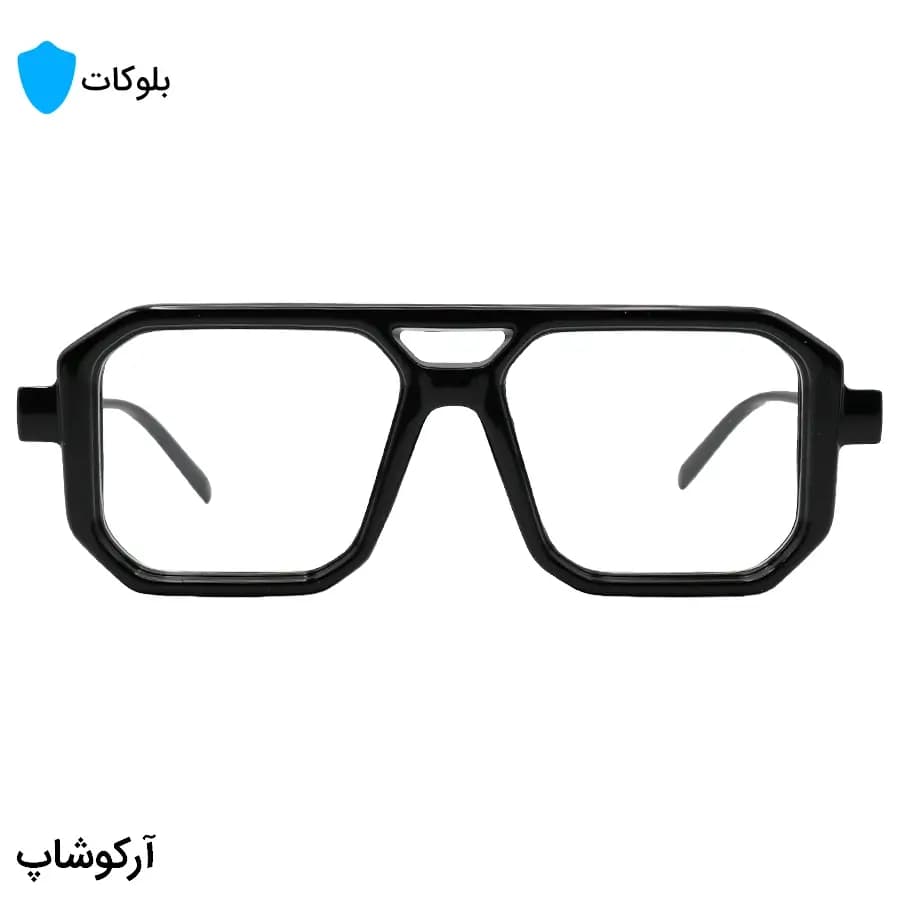 عینک برند PRADA با فریم مربعی شکل، رنگ مشکی براق و لنز بیرنگ و بلوکات مدل ZN3903 — تصویر ۳