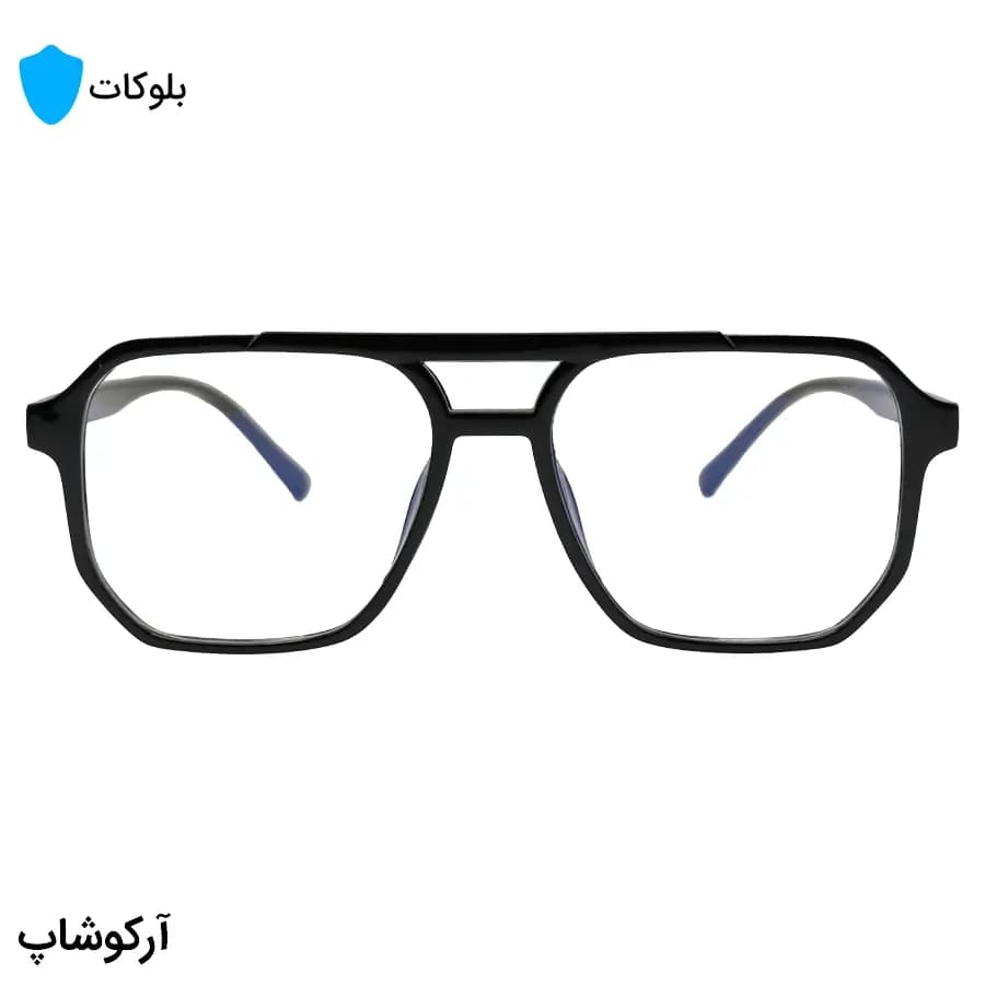 عینک با فریم مشکی رنگ، شکل خلبانی، از جنس کائوچو و لنز بلوکات مدل 20345 — تصویر ۳