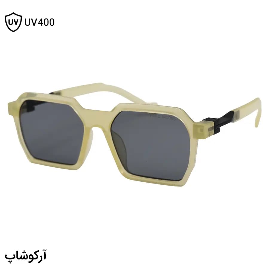 عینک آفتابی Marc Jacobs با فریم رنگ کرمی براق، شکل مربعی و لنز دودی تیره مدل 68891