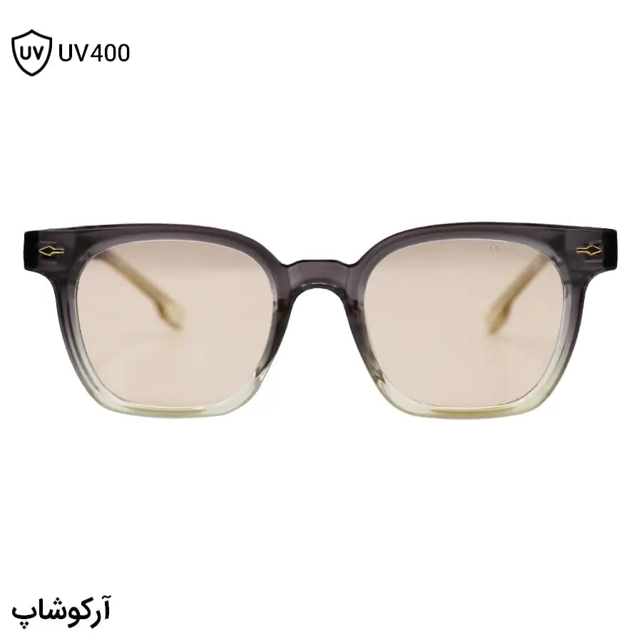 عینک آفتابی موسکات با فریم مربعی شکل، رنگ خاکستری براق، دسته سیمدار و لنز قهوهای روشن مدل 1207 — تصویر ۳