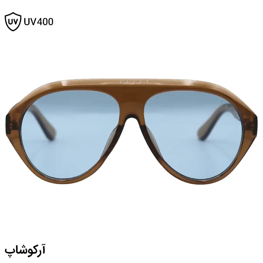 عینک دید در شب ترند GUCCI با فریم شکل خلبانی، رنگ قهوهای روشن و لنز آبی رنگ مدل ZN3607 — تصویر ۳