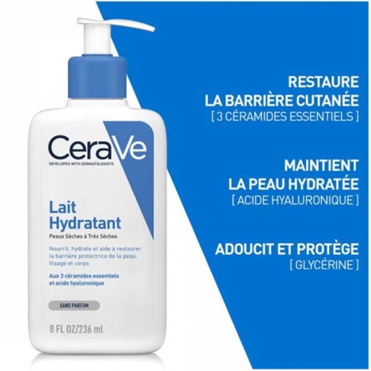 لوسیون مرطوب کننده CeraVe مدل Lait Hydratant حجم 236 میلی لیتر — تصویر ۳