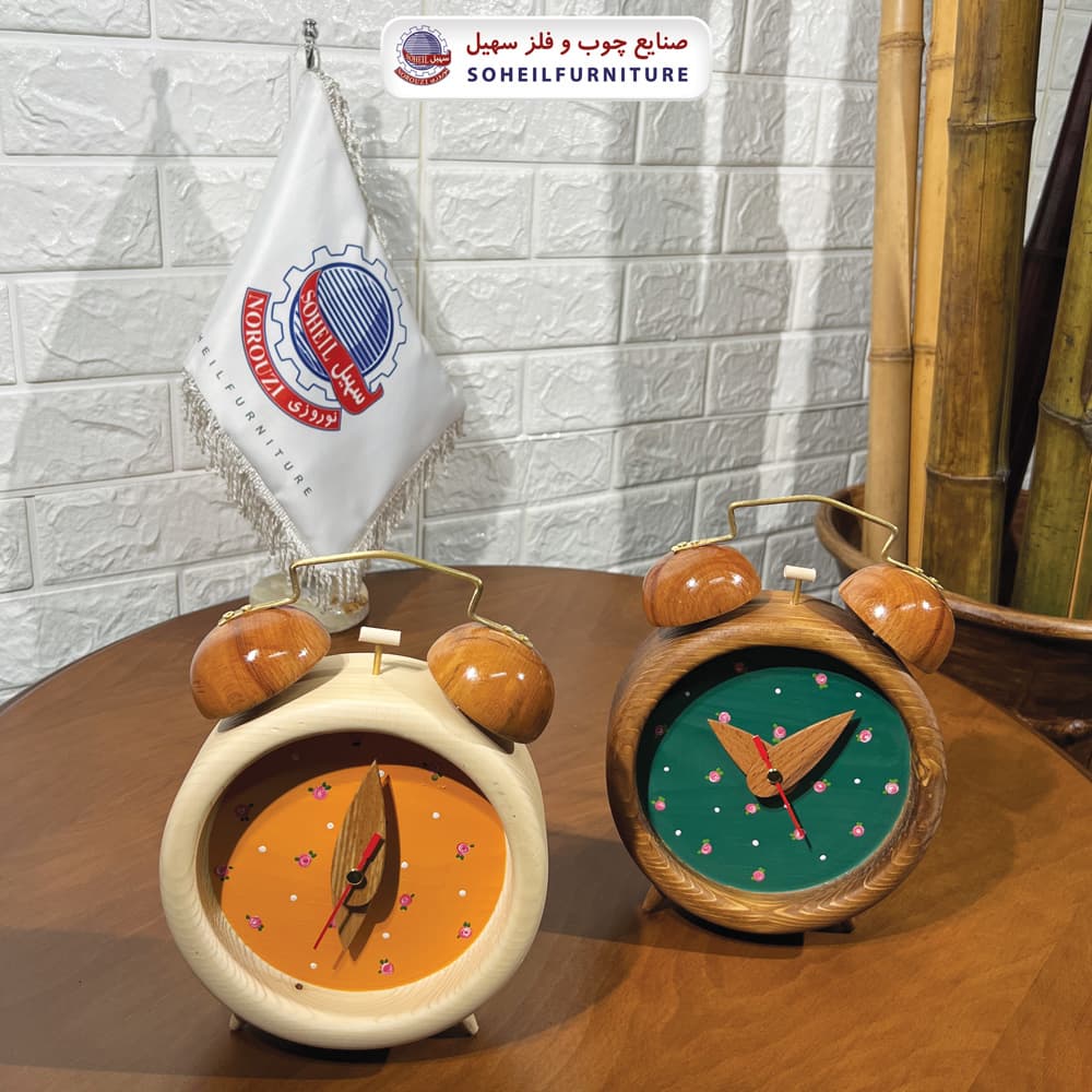 ساعت رومیزی فانتزی چوبی مدرن شماطه دار (زنگوله دار) سهیل — تصویر ۶