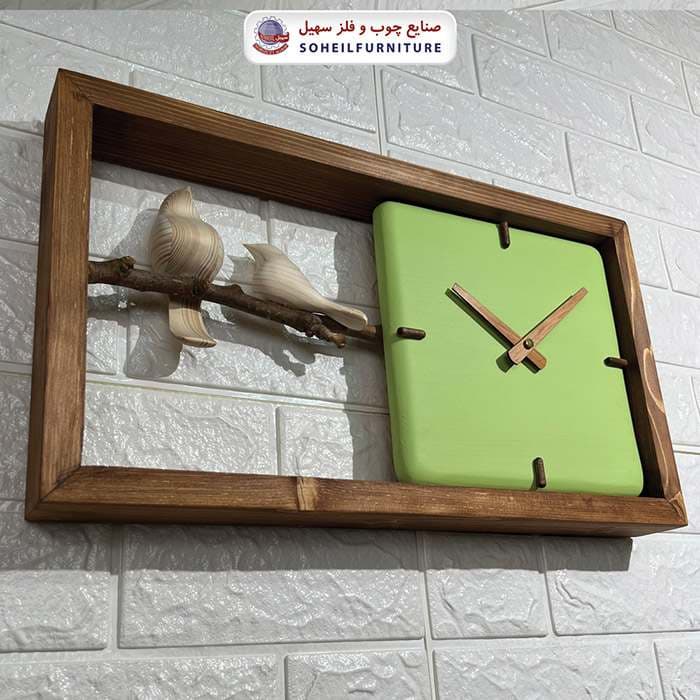 ساعت دیواری چوبی مدرن مدل M25 افقی سهیل — تصویر ۶
