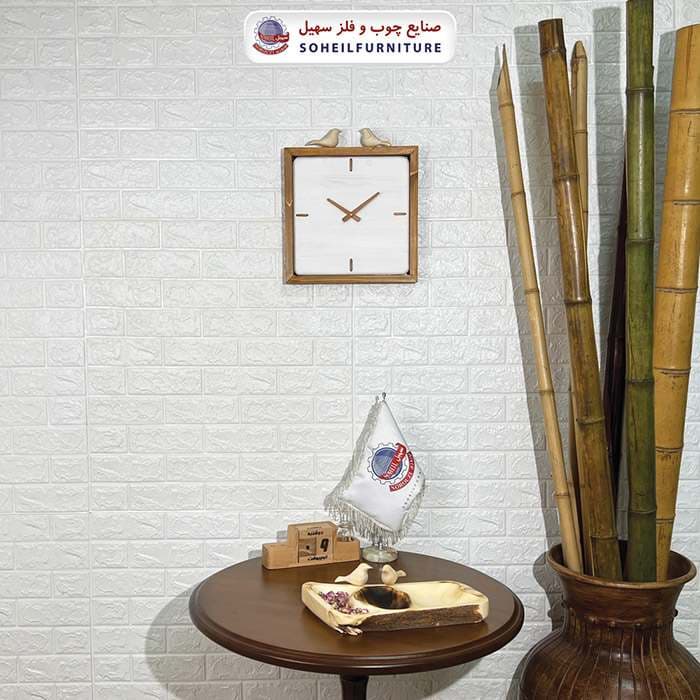 ساعت دیواری چوبی فانتزی مدل 34 در 34 مربع سهیل — تصویر ۲