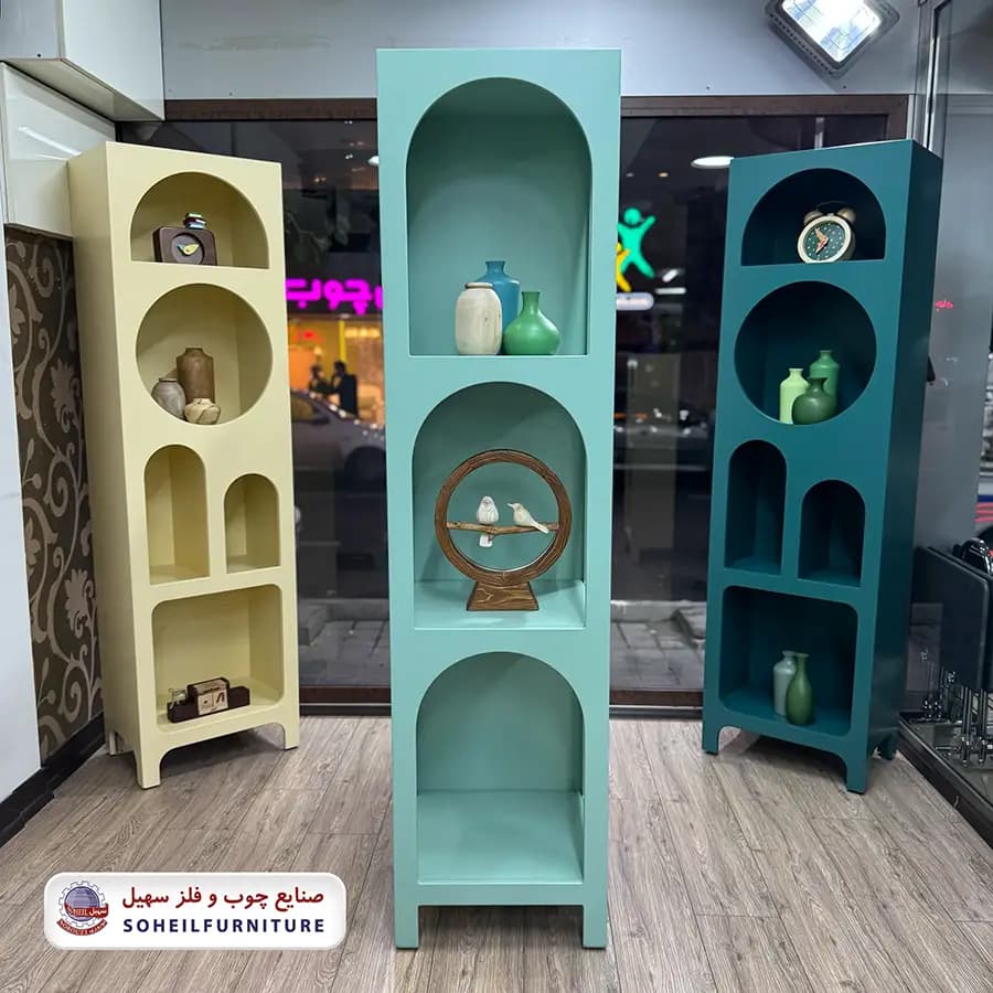 ویترین استند مینیمال پینترستی مدل هلالی سه طبقه سهیل — تصویر ۵