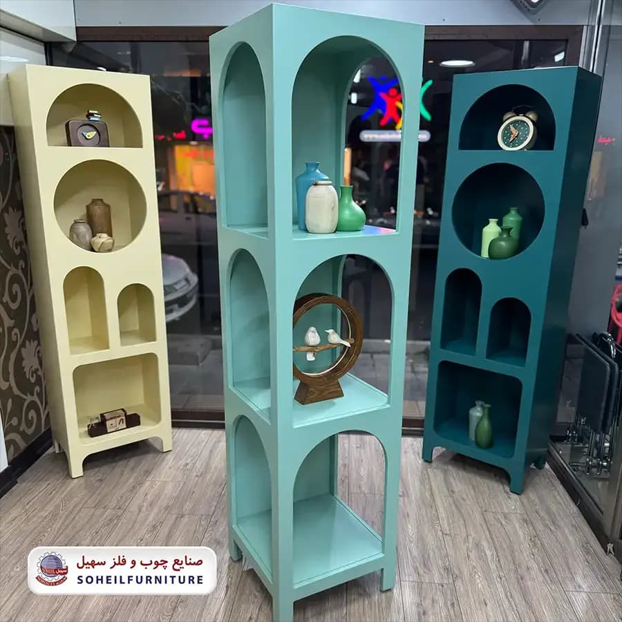 ویترین استند مینیمال پینترستی مدل هلالی سه طبقه سهیل — تصویر ۶