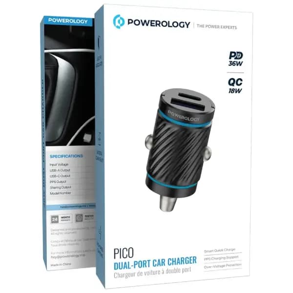 شارژر فندکی دو پورت 36 پورت پاورولوژی مدل Powerology Pico Dual-Port Car Charger — تصویر ۵