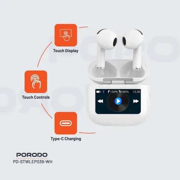 ایرپاد پرودو مدل Porodo Soundtec Glimpse Touch Display TWS — تصویر ۴