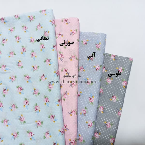 پارچه کتان نخ فیلور عرض90 طرح گل و خال کد 231 — تصویر ۲