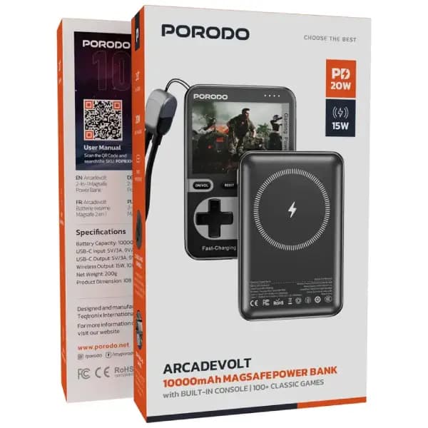 پاوربانک 10000 هزار 20 وات مگ سیف پرودو مدل Porodo Arcadevolt 10000mAh MagSafe Power — تصویر ۶